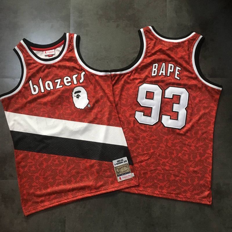 Men Portland Trail Blazers #93 Bape Red Trowback Swingman NBA Jersey